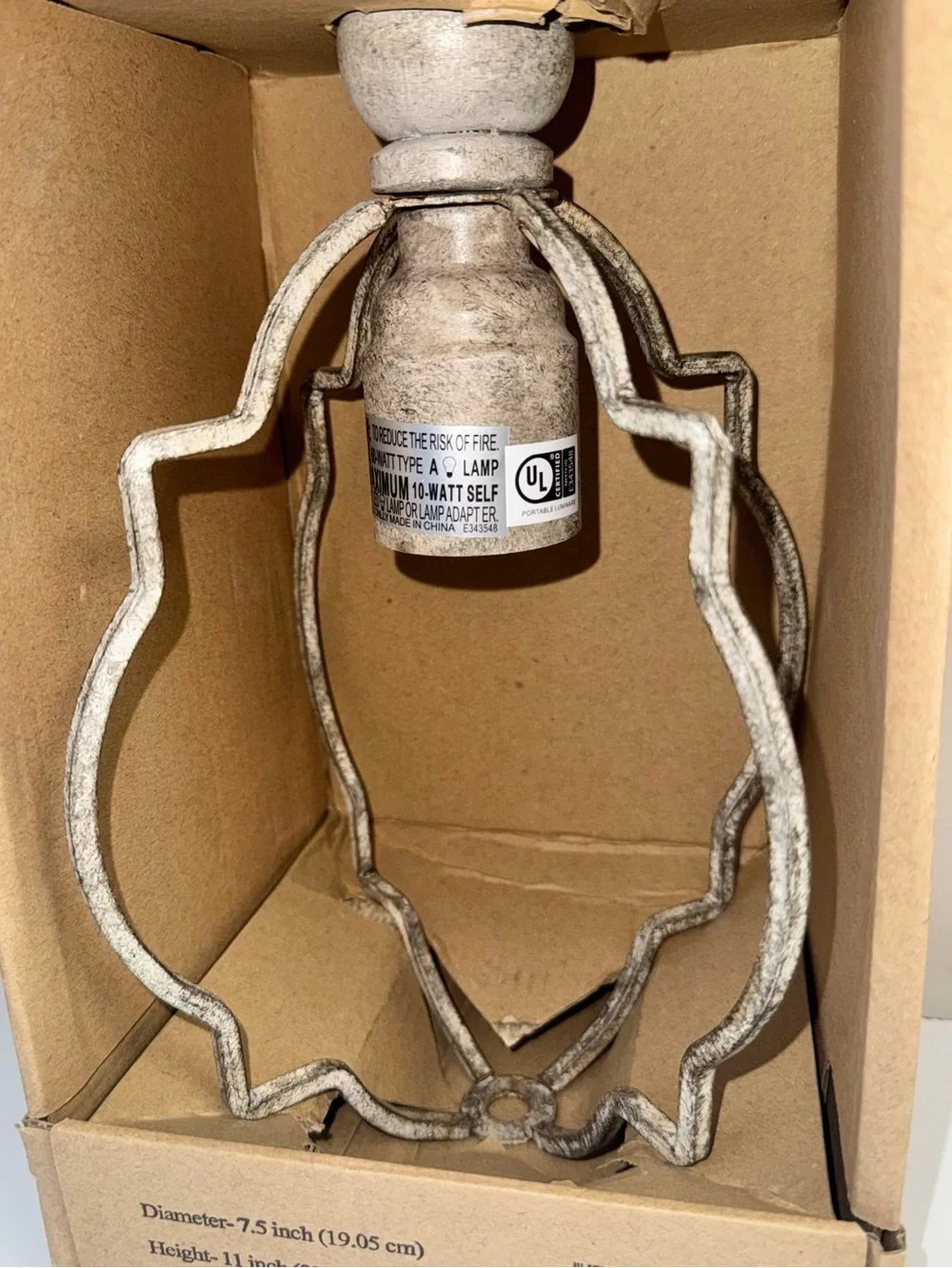 Rustic Hanging Pendant Light Plug-In Swag Light Distressed Gray Beige NWT